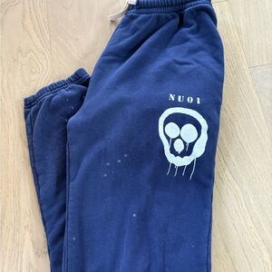 Nununu Dark Blue Skull Print Joggers Size 12-14